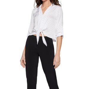 NWT $78 BCBGeneration Dot Print Satin Tie Crop Top in XXS!